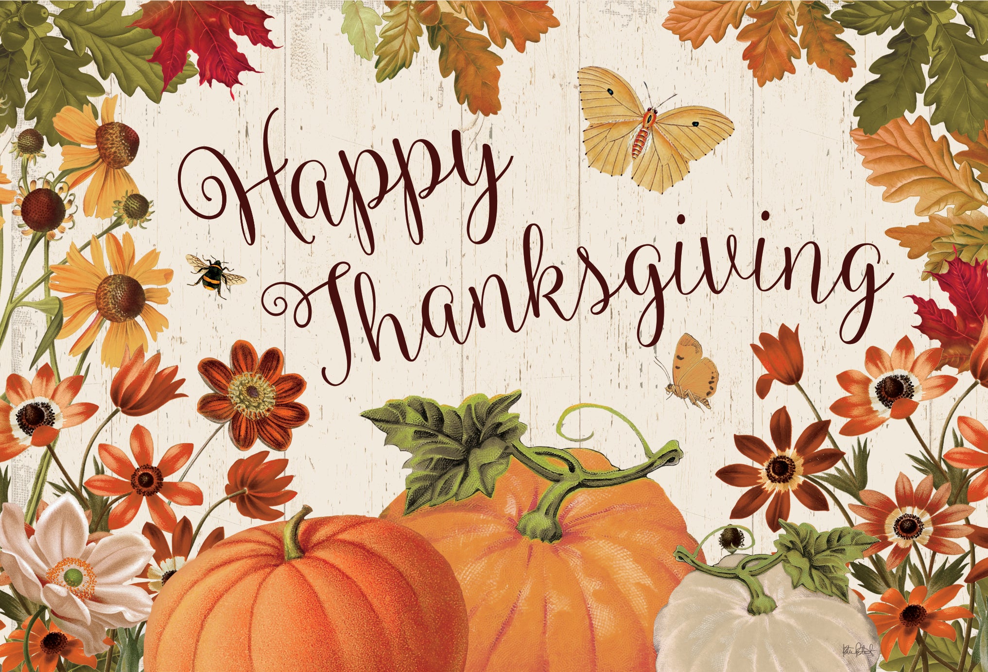 Butterflies, Flowers & Pumpkins - Thanksgiving card - Cardmore